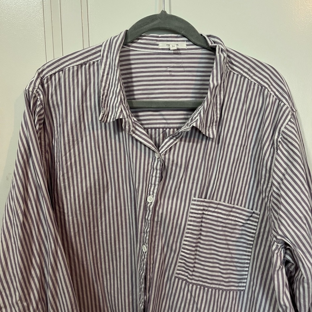 Maurices Purple and White Casual Button Down Shirt